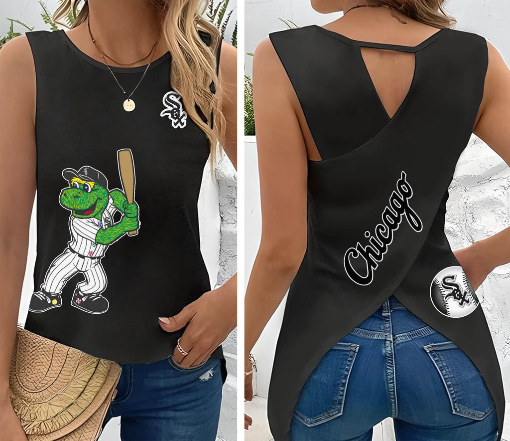 Chicago White Sox Cut Out Wrap Back Tank Top