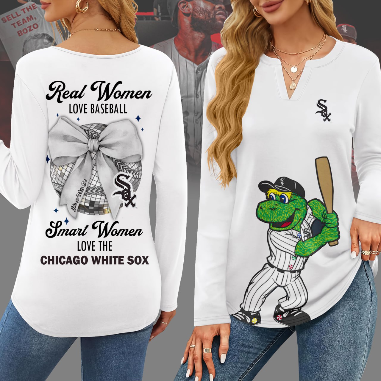 Chicago White Sox V-neck Long Sleeve Shirt