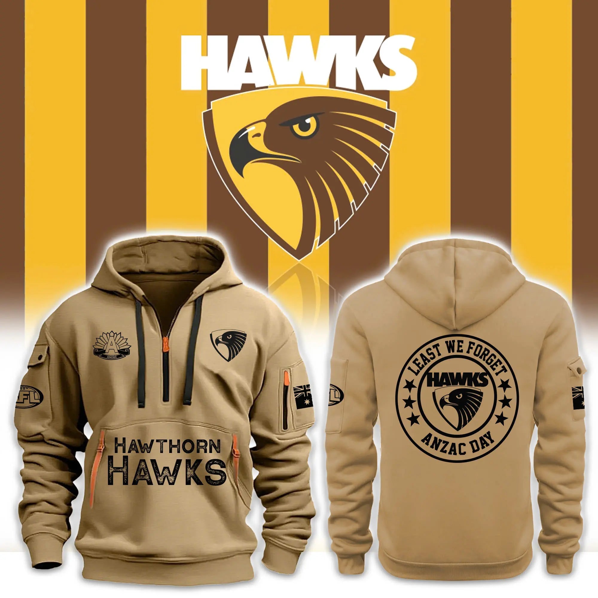 Hawthorn Hawks Anzac Day Premium Hoodie